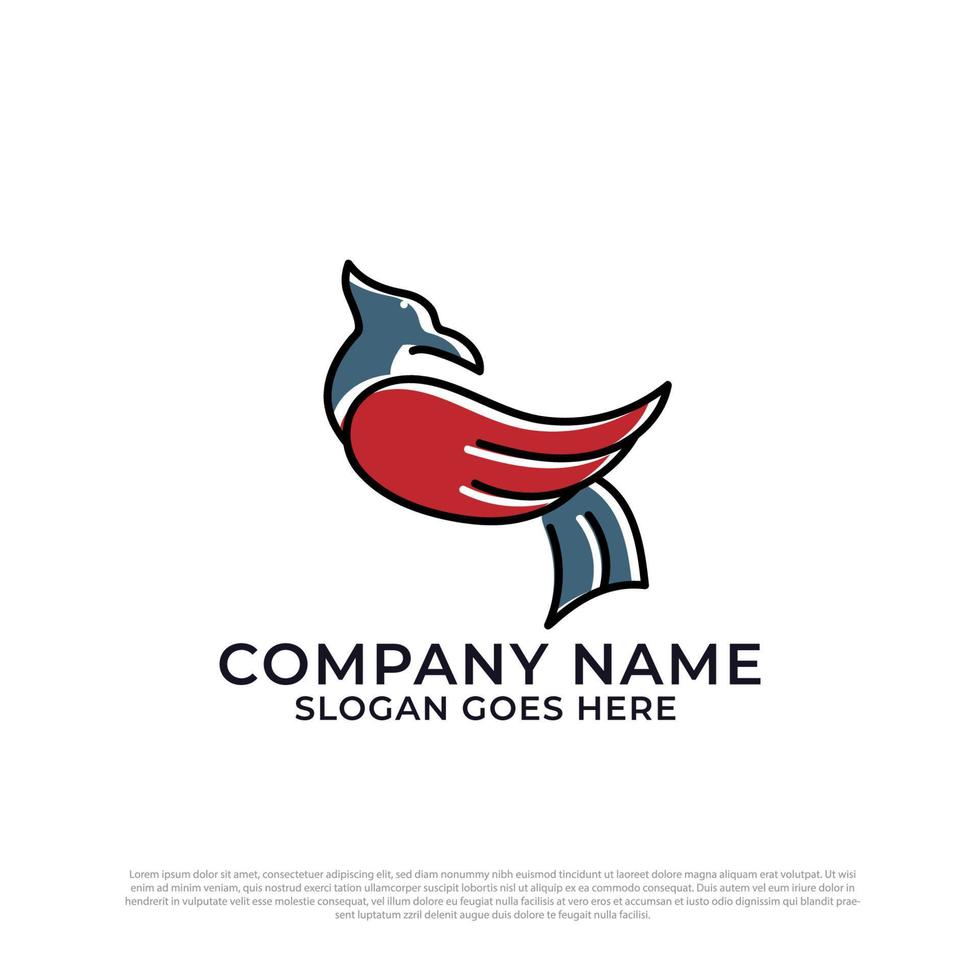 Bird and Initial letter E logo design template, E and Wings logo premium vector