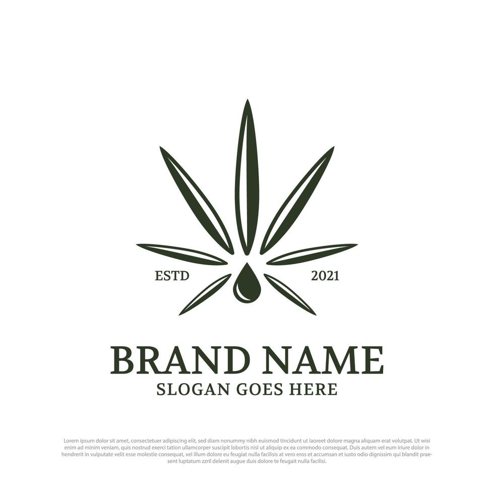 Cannabis Oil logo design inspiration, hemp medical logo template vector