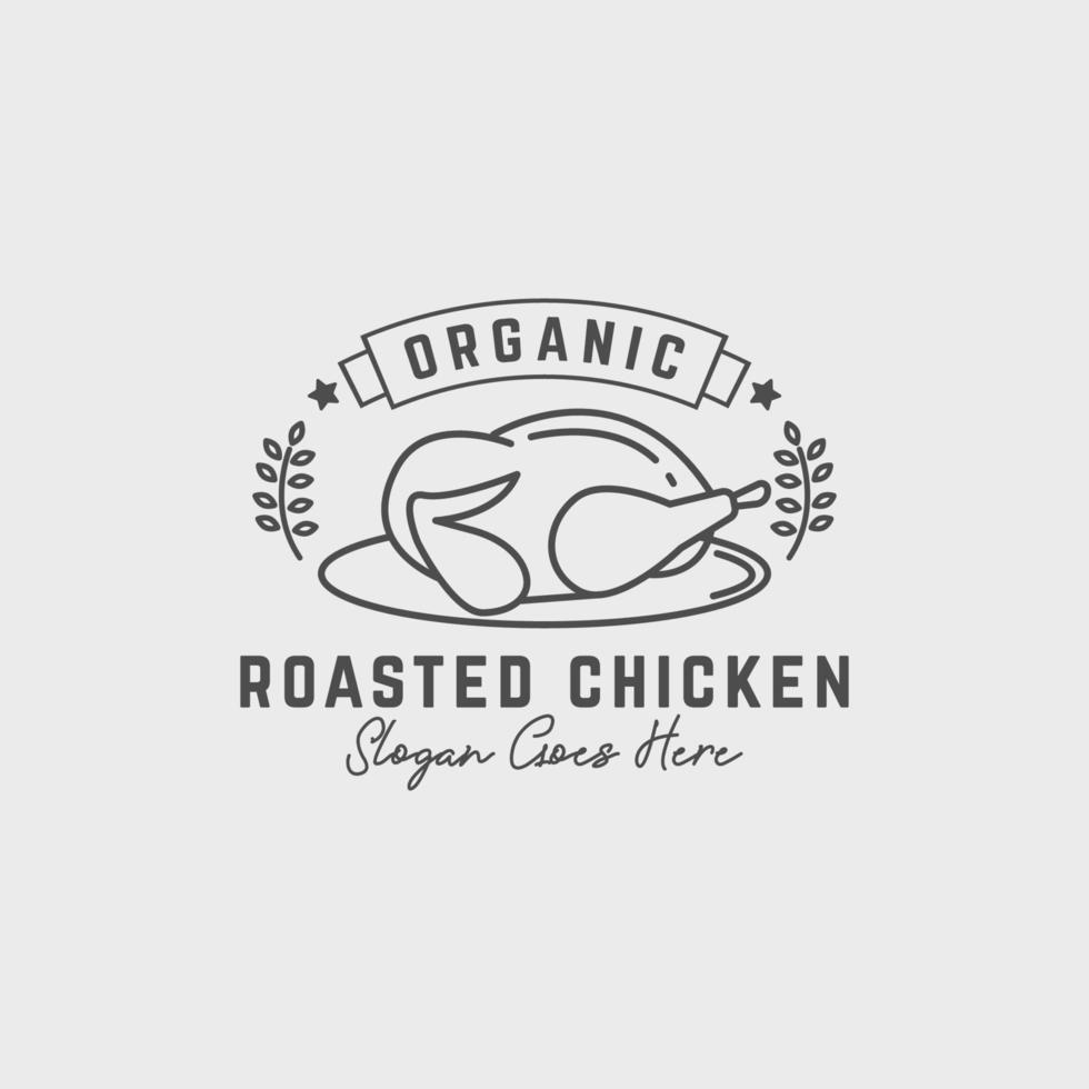 organic roasted chicken meat logo design, best for line art organic food logo vector