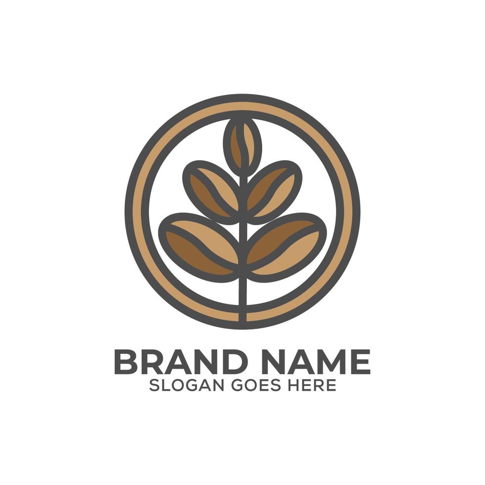 diseño plano de la inspiración del logotipo de la granja de café, se puede usar la plantilla del logotipo de la cafetería y el bar vector