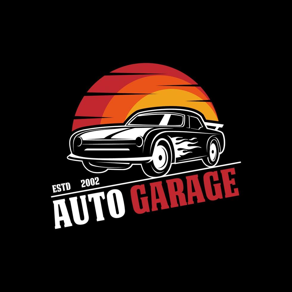Car Garage Premium Logo Design, automotive repair logo template with rustic, vintage, retro style vector