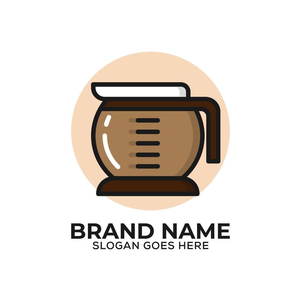 coffee server logo vector illustration, coffee shop logo icon with flat design style