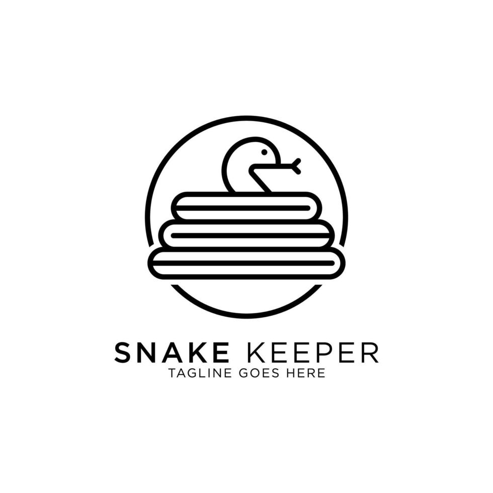 snake keeper line art logo design vector, best for animal line art logo inspirations vector