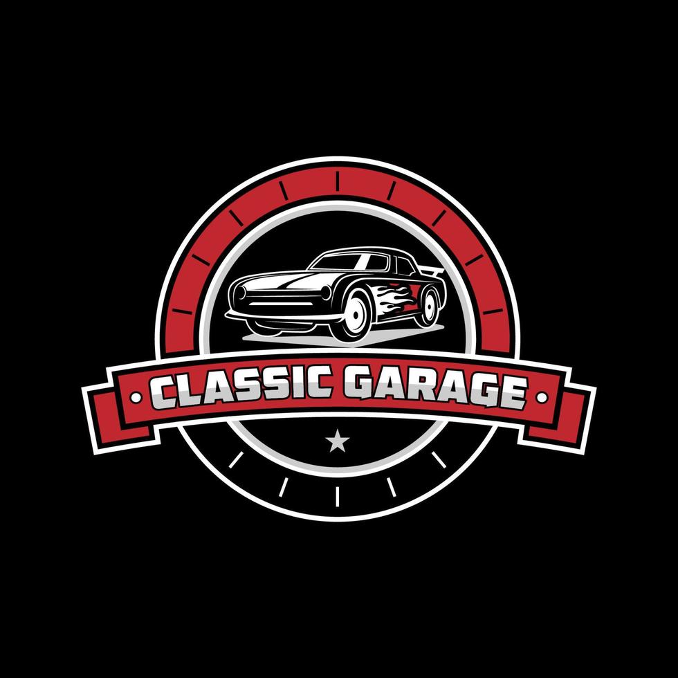 Classic Garage repair Logo vector, automotive modification template with rustic, vintage, retro style vector