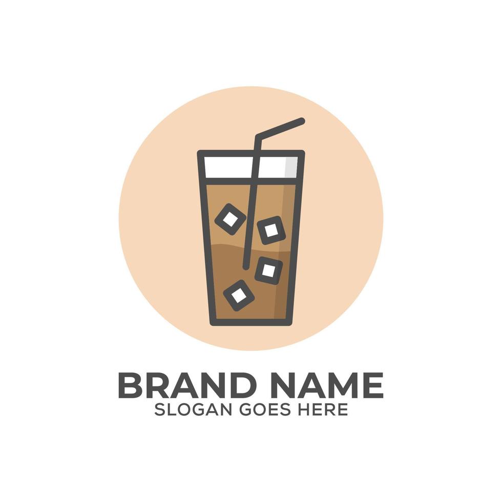 ice coffee logo icon with flat design, can used Coffee shop or cafe and bar icon template vector