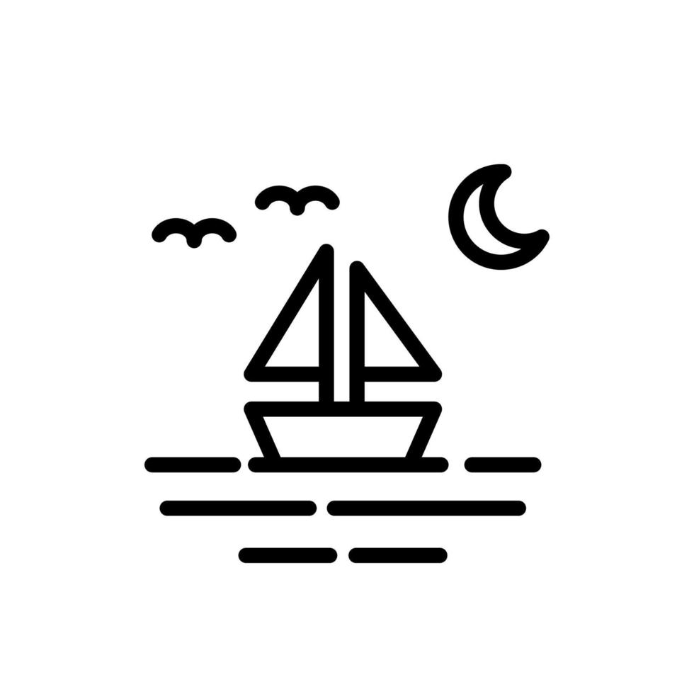 icono de barco ilustración vectorial, icono de logotipo de temporada de playa de verano con estilo de esquema vector