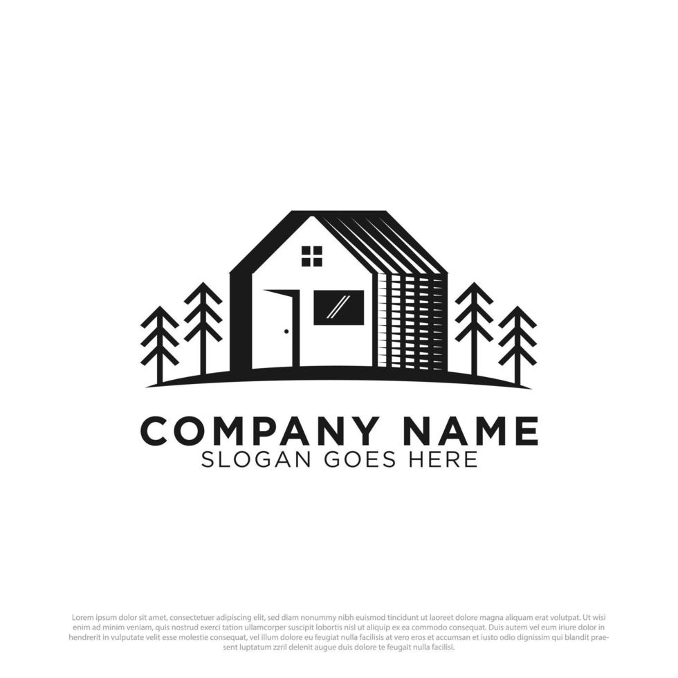Building House logo vector with rustic or vintage style  white backgrounds