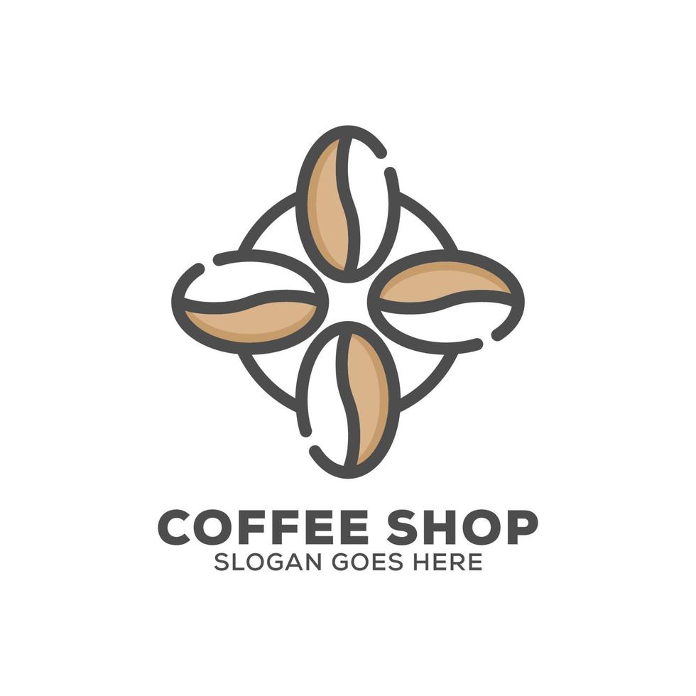 Four coffee bean shop logo design vector, coffee farm logo template vector