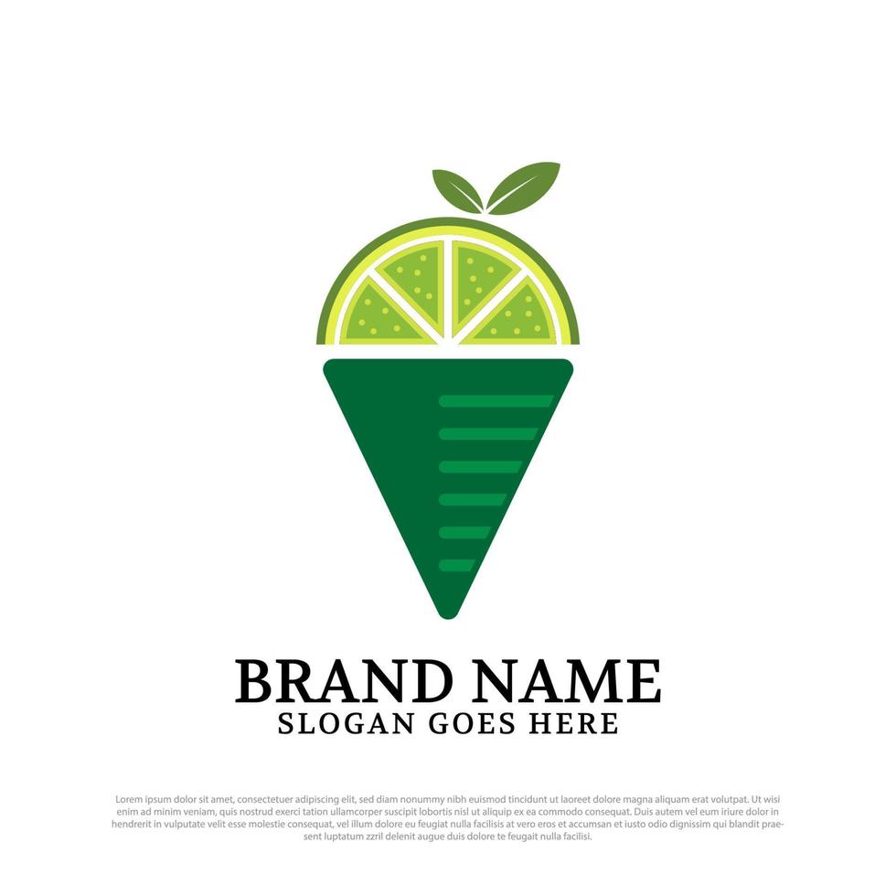 Inspiración en el diseño del logotipo de helado de lima, puede usar el diseño del logotipo de la cafetería de comida y bebida vector
