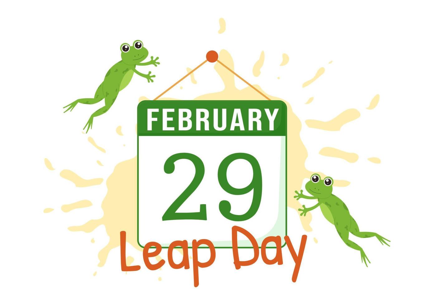 Happy Leap Day on 29 February with Cute Frog in Flat Style Cartoon Hand