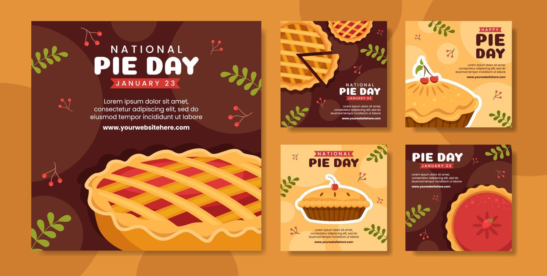 National Pie Day Social Media Post Flat Cartoon Hand Drawn Templates Illustration vector