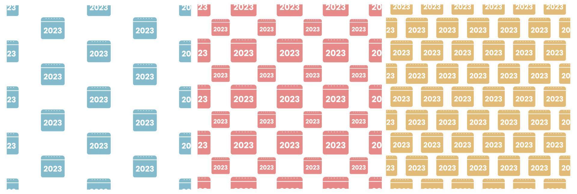 Set of Happy New Year 2023 Seamless Pattern Design with Decoration in Template Hand Drawn Cartoon Flat Illustration vector