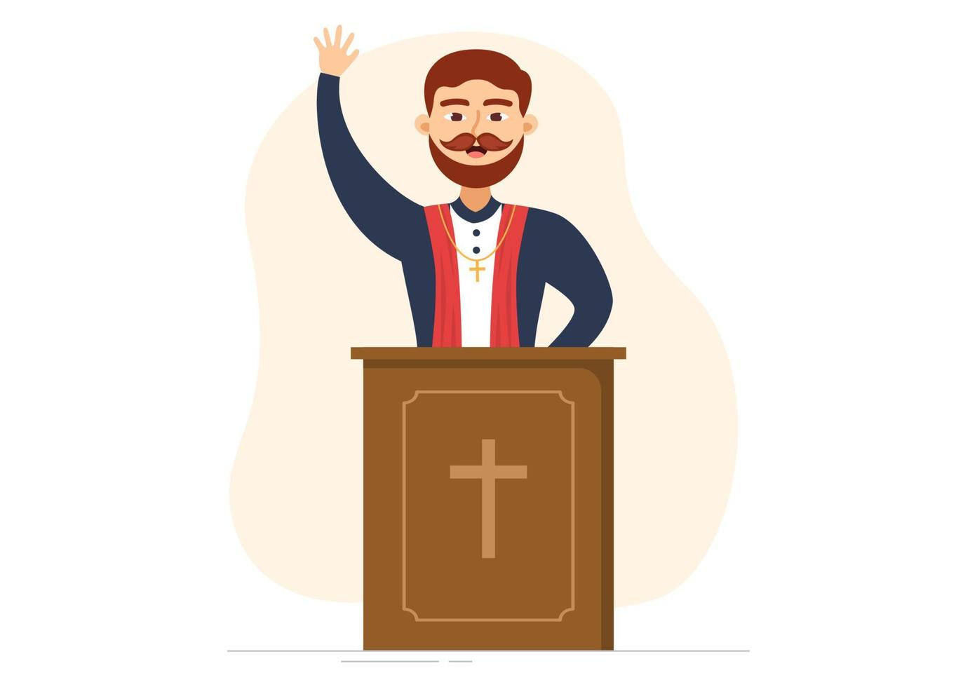 Lutheran Pastor or Protestant Christian Religious Leader Investing in Flat Cute Cartoon Hand Drawn Template Illustration vector