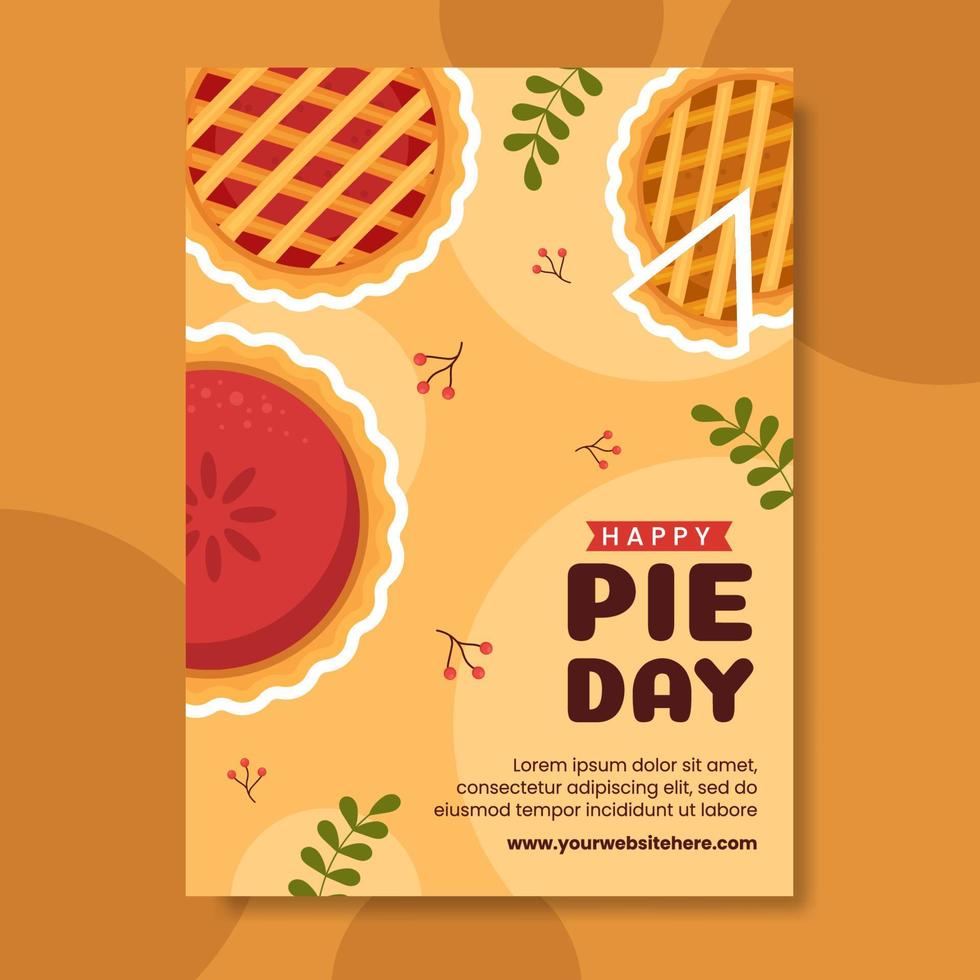 National Pie Day Poster Flat Cartoon Hand Drawn Templates Illustration National Pie Day Poster Flat Cartoon Hand Drawn Templates Illustration Vector
