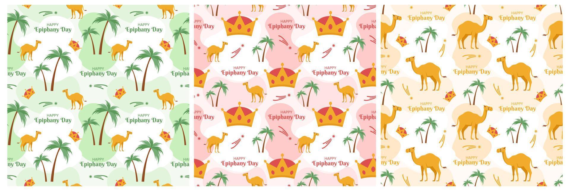 Set of Happy Epiphany Day Seamless Pattern Design Christian Festival to Faith in Template Hand Drawn Cartoon Flat Illustration vector