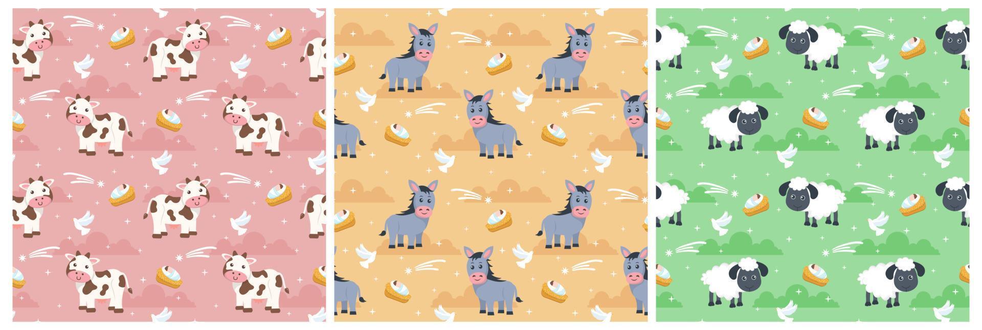 Set of Happy Epiphany Day Seamless Pattern Design Christian Festival to Faith in Template Hand Drawn Cartoon Flat Illustration vector