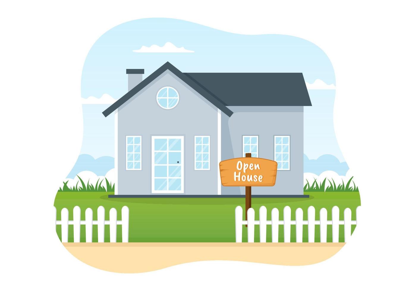 Open House for Inspection Property Welcome to Your New Home Real Estate Service in Flat Cartoon Hand Drawn Templates Illustration vector