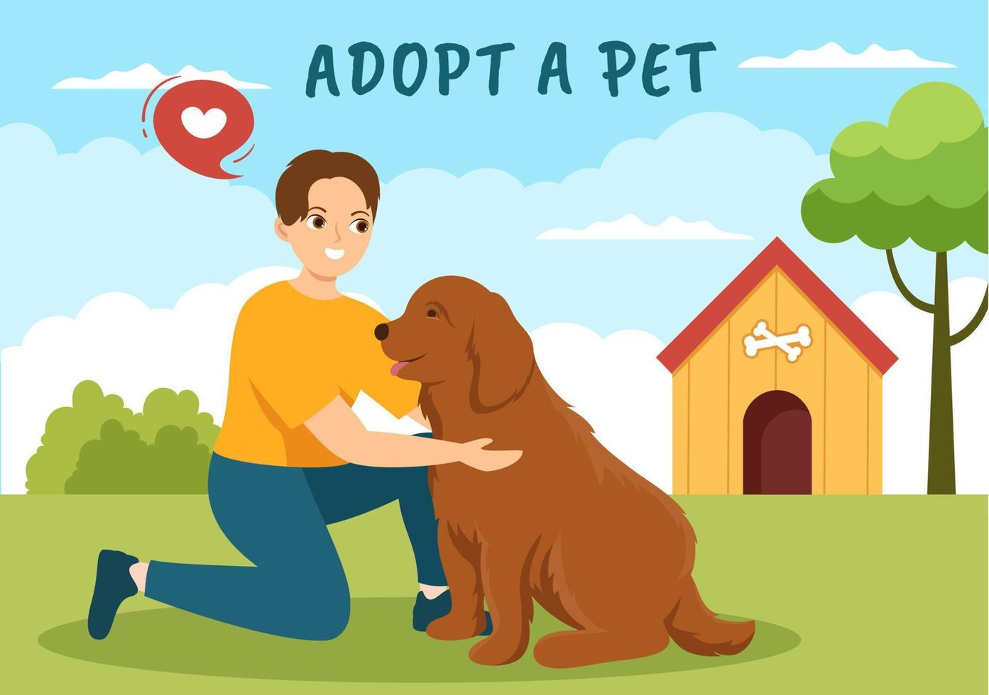 Adopt a Pet From an Animal Shelter in the Form of Cats or Dogs to Care for and Look After in Flat Cartoon Hand Drawn Templates Illustration vector