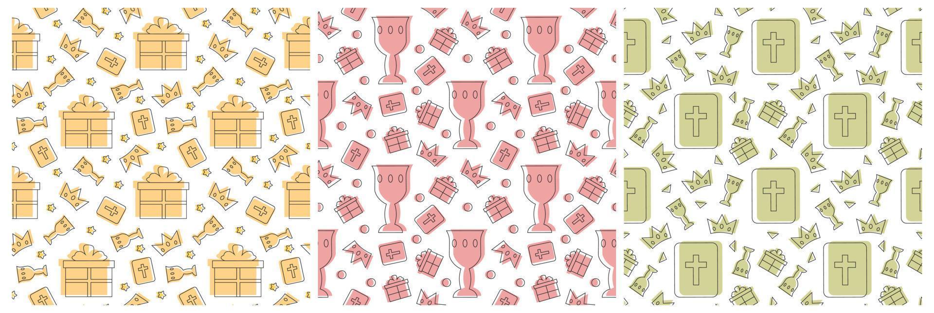 Set of Happy Epiphany Day Seamless Pattern Design Christian Festival to Faith in Template Hand Drawn Cartoon Flat Illustration vector