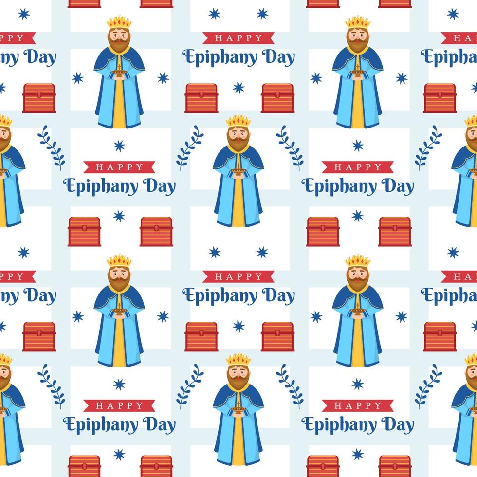 Happy Epiphany Day Seamless Pattern Design Christian Festival to Faith in Template Hand Drawn Cartoon Flat Illustration vector