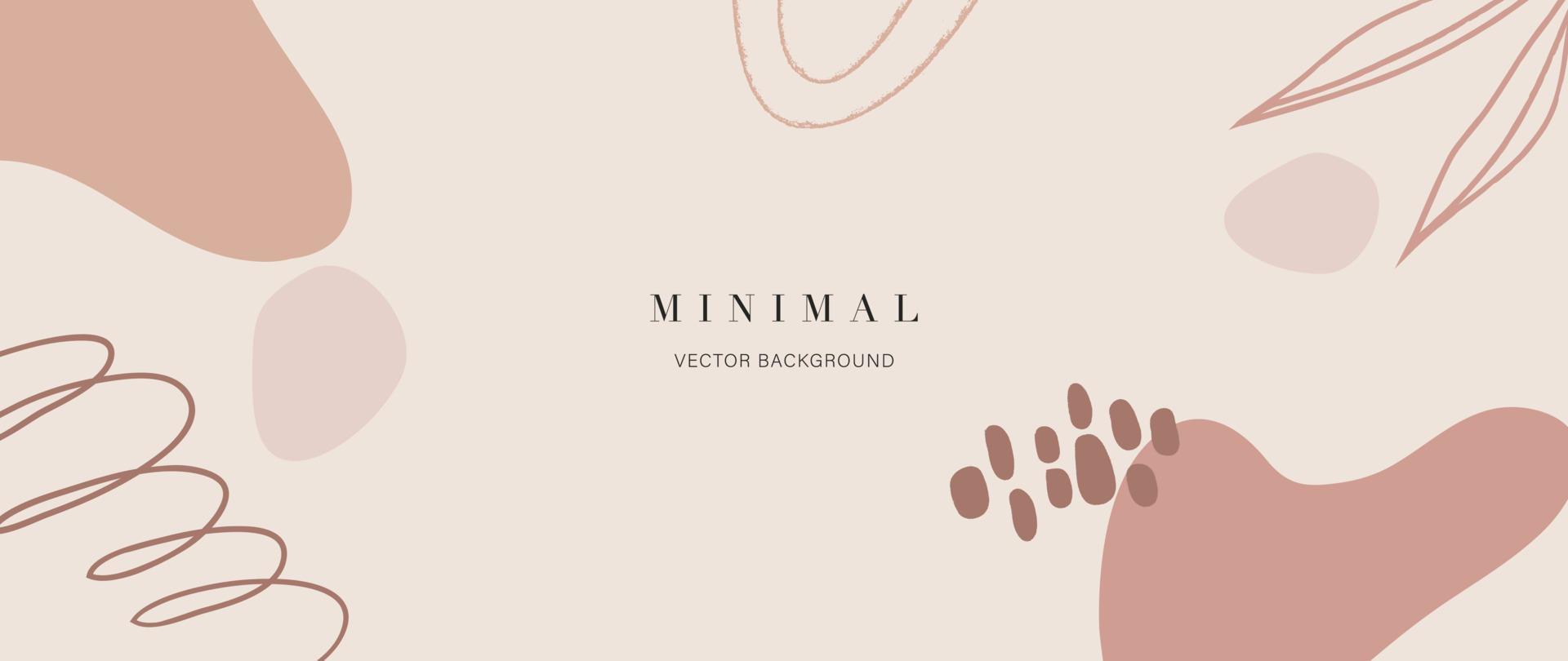 Minimal abstract background vector illustration. Soft earth tone pastel color organic shape, dot pattern, curve lines, leaf branch. Design for wall art, print, poster, home decor, cover, wallpaper.