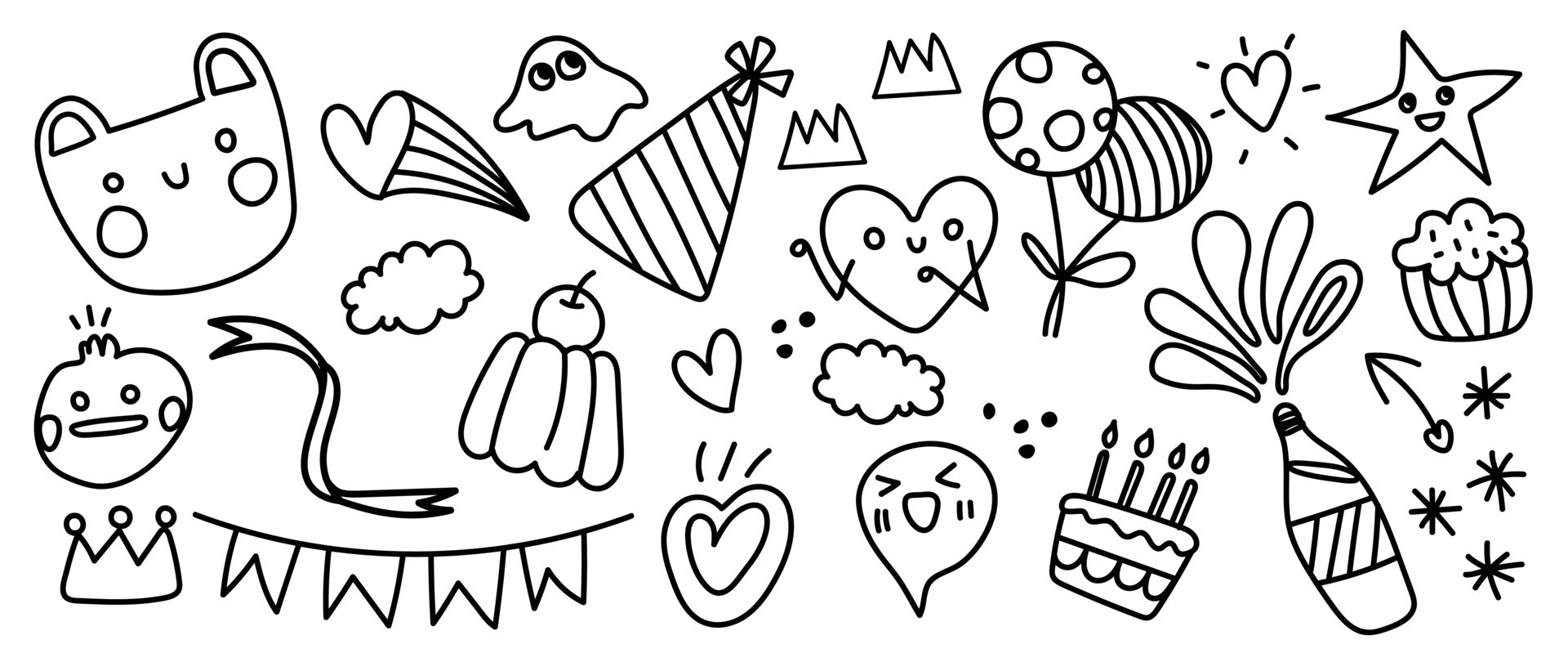 Cute doodle elements vector set. Hand drawn scribble doodle ...