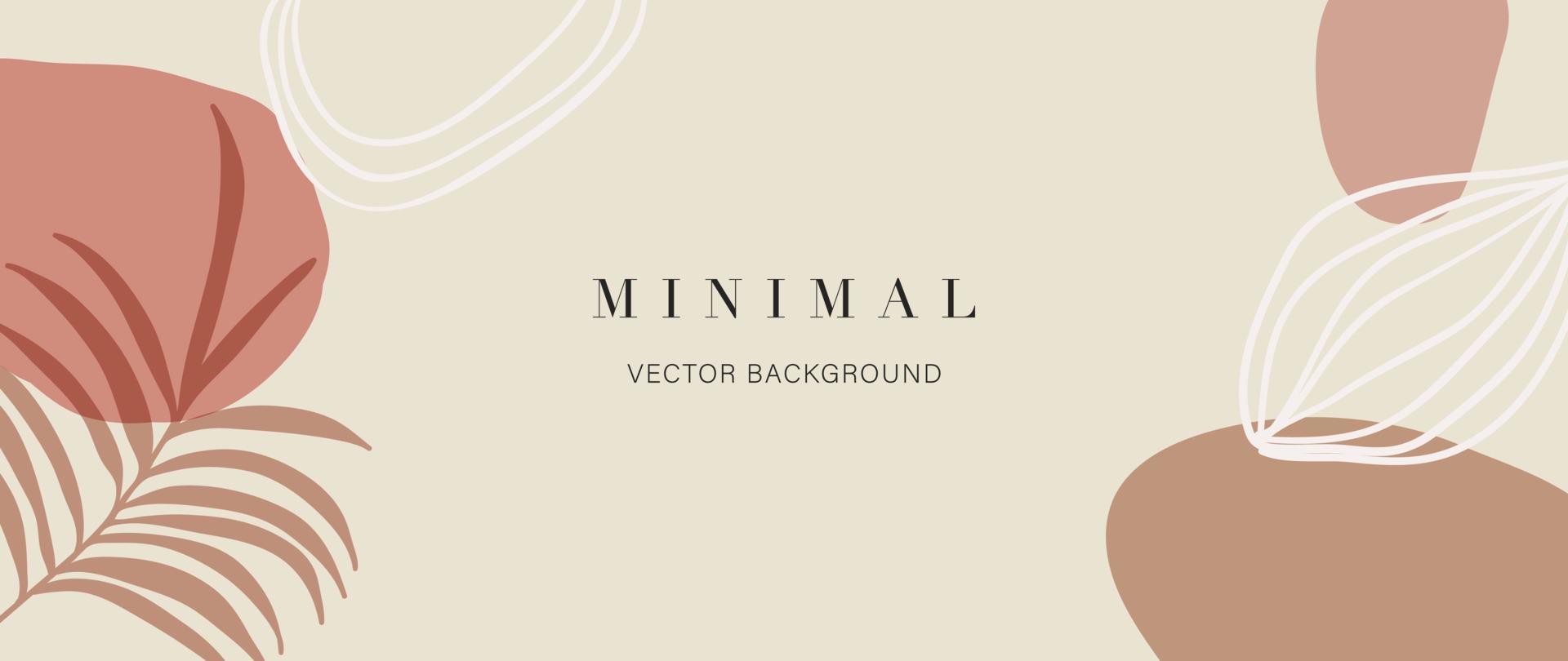 Minimal abstract background vector illustration. Soft earth tone pastel color organic shape, curve lines, botanical leaf branch. Design for wall art, print, poster, home decor, cover, wallpaper.