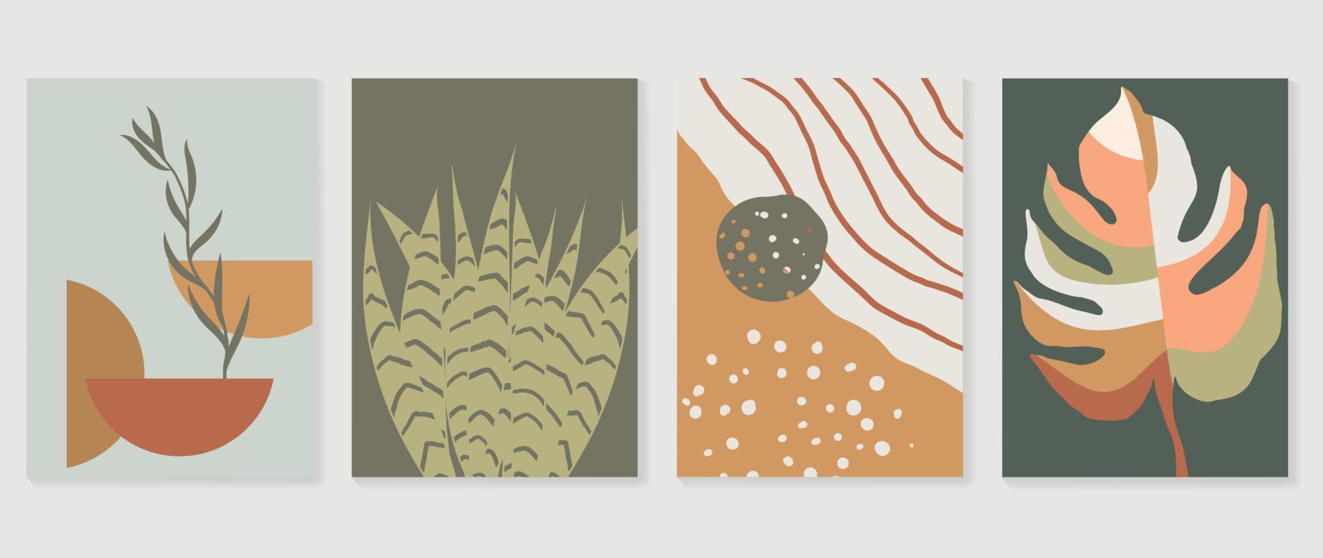 Contemporary abstract design wall art vector set. Collection of