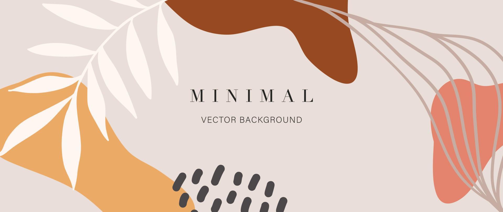 Minimal abstract background vector illustration. Soft earth tone pastel color organic shape, dot pattern, leaf branch and line art. Design for wall art, print, poster, home decor, cover, wallpaper.