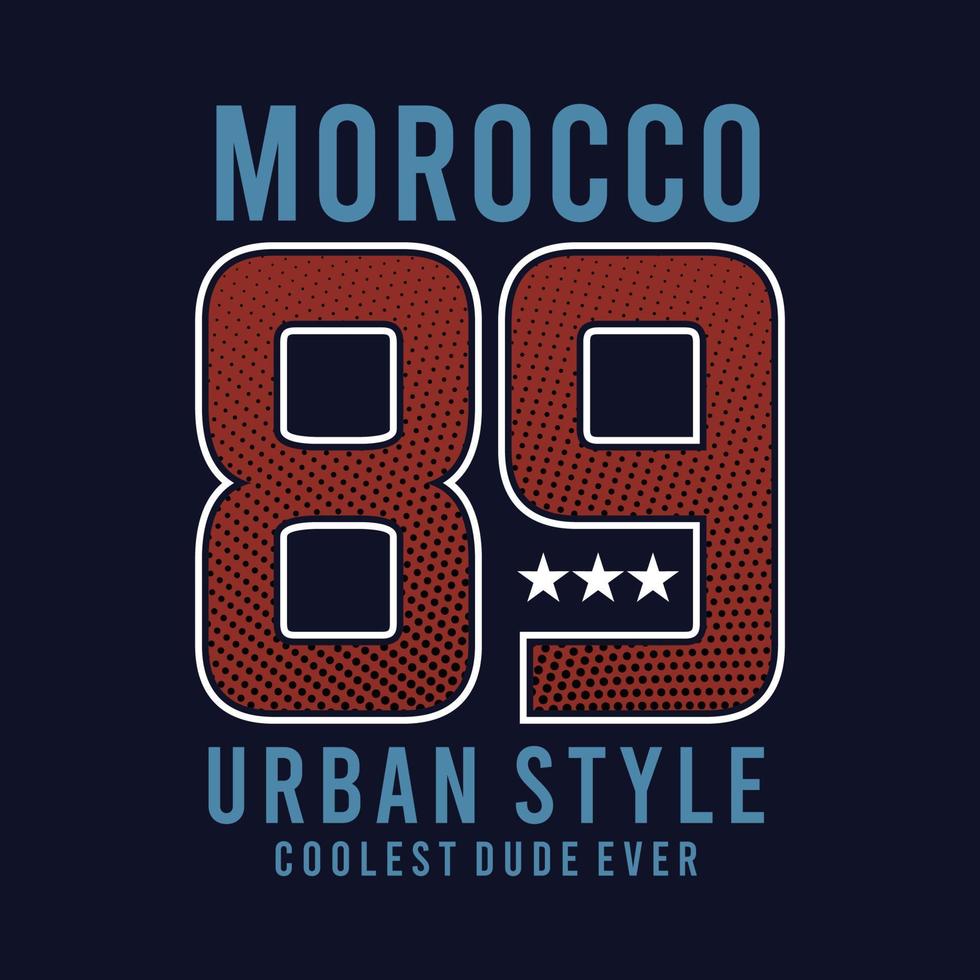 diseño gráfico de camiseta de estilo urbano de marruecos vector