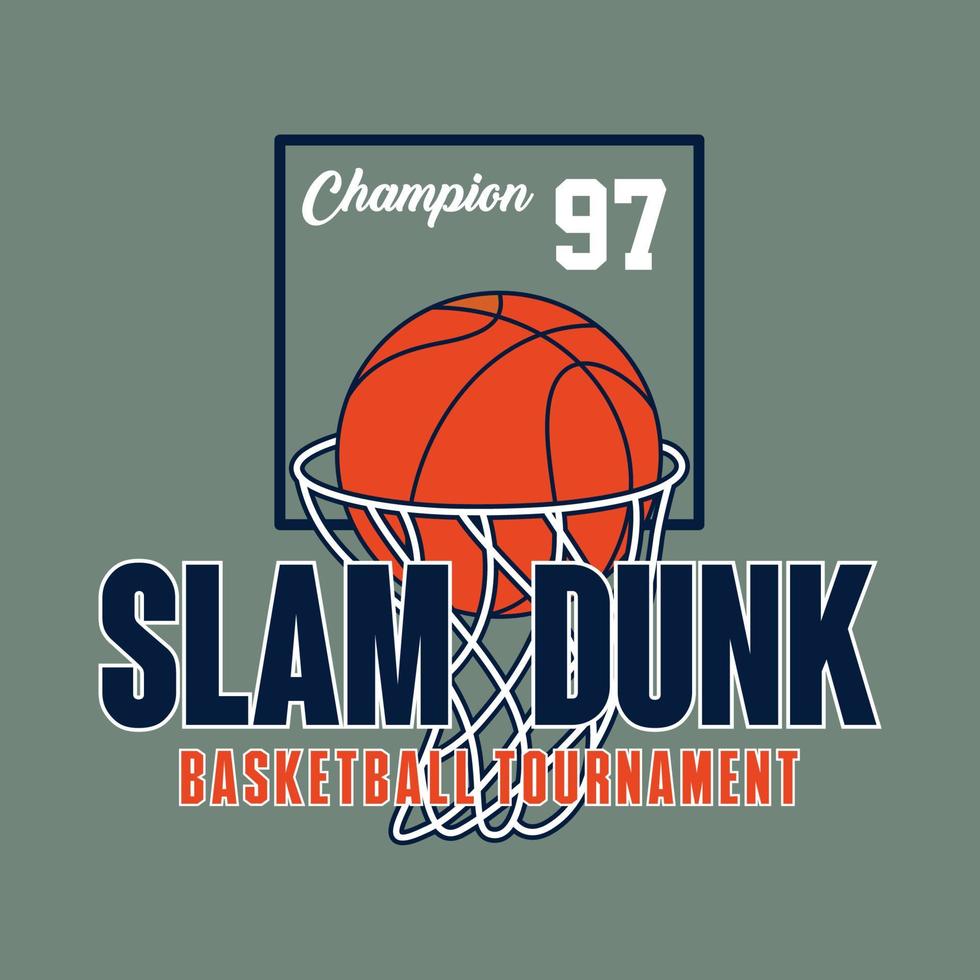 Slam Dunk. basketball tournament. sports graphic tee shirt design vector
