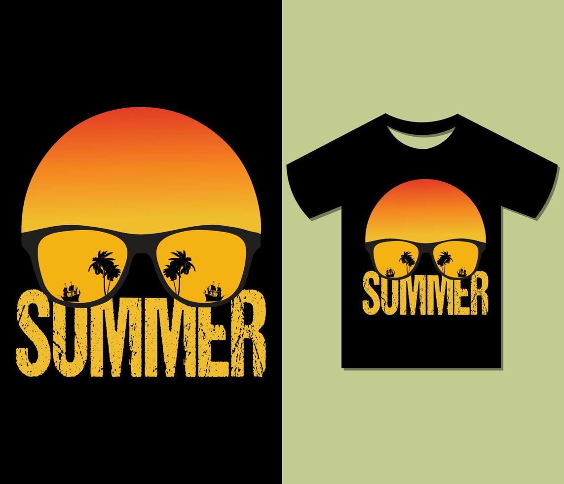 Summer Sunset T shirt Design. Ready to print for apparel, poster, vibes, rise, silhouette, illustration. Modern, Trendy tee, art, typography, retro t shirt vector. vector