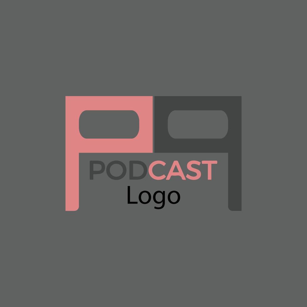 Demostración de podcast Rectángulo simple editable y diseño de ilustración de vector de logotipo de forma redondeada.