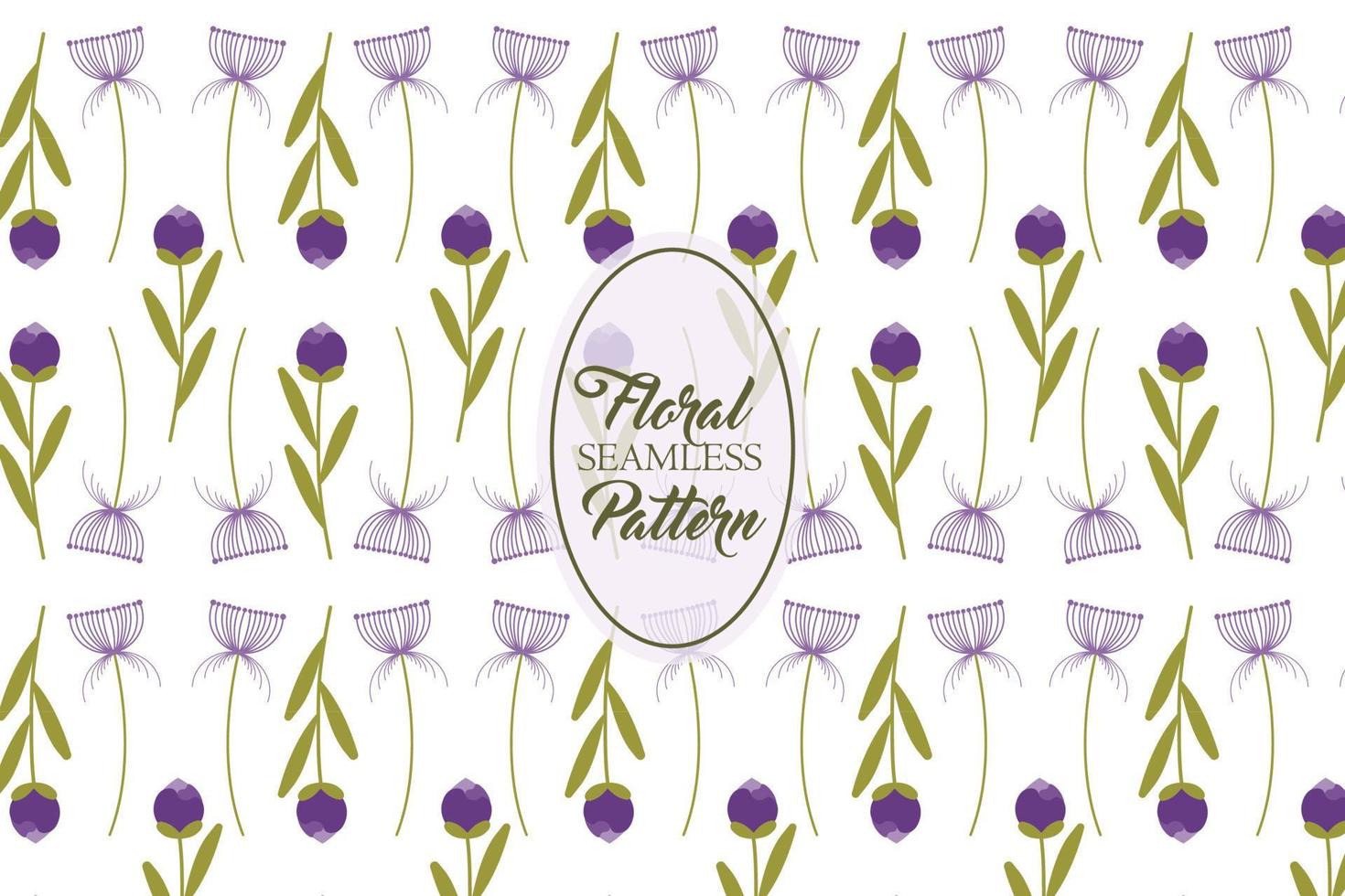 Wishing flower dandelion and tulip buds purple floral abstract vector seamless repeat pattern