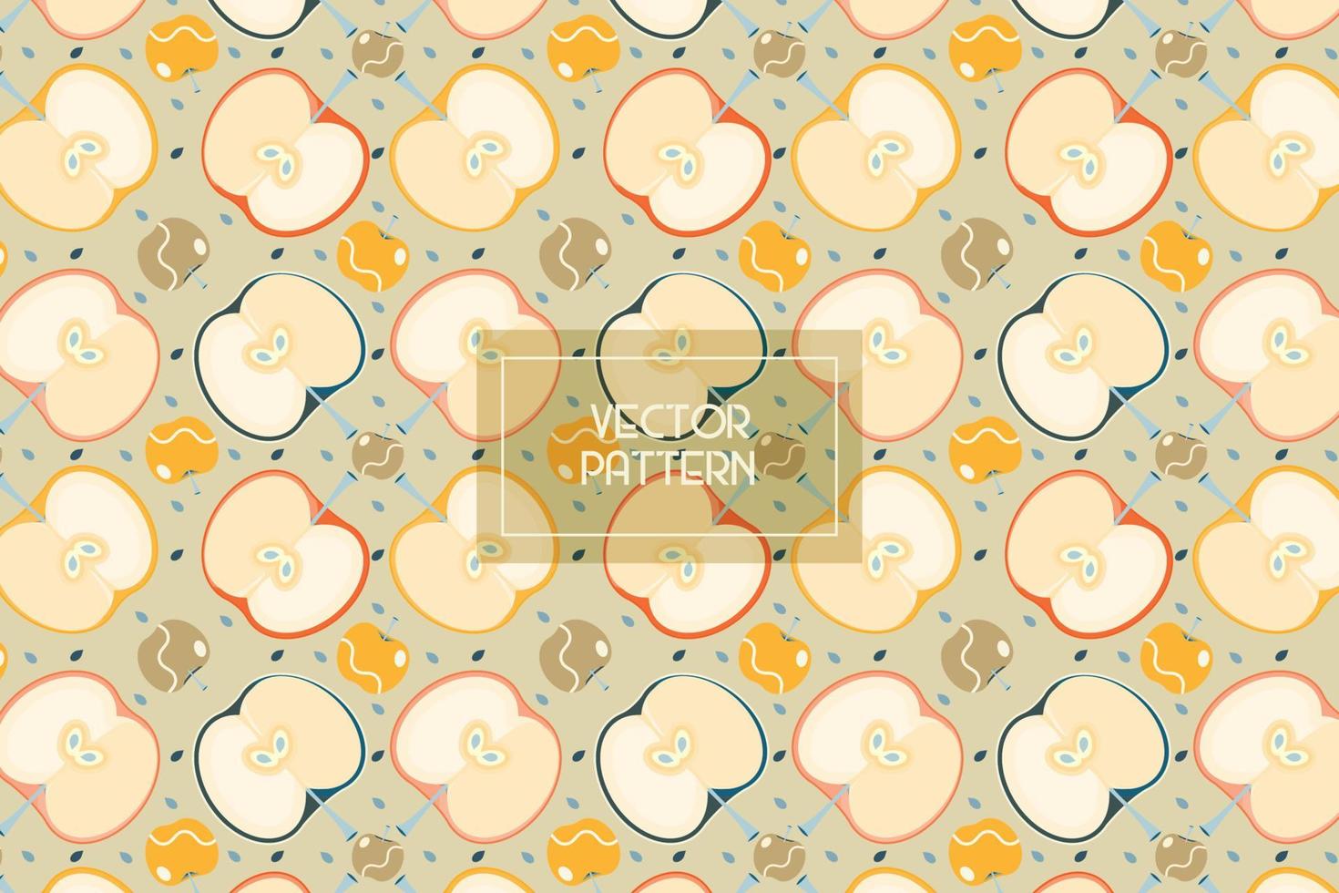 Simple abstract apple fruit shape geometric style seamless repeat pattern vector