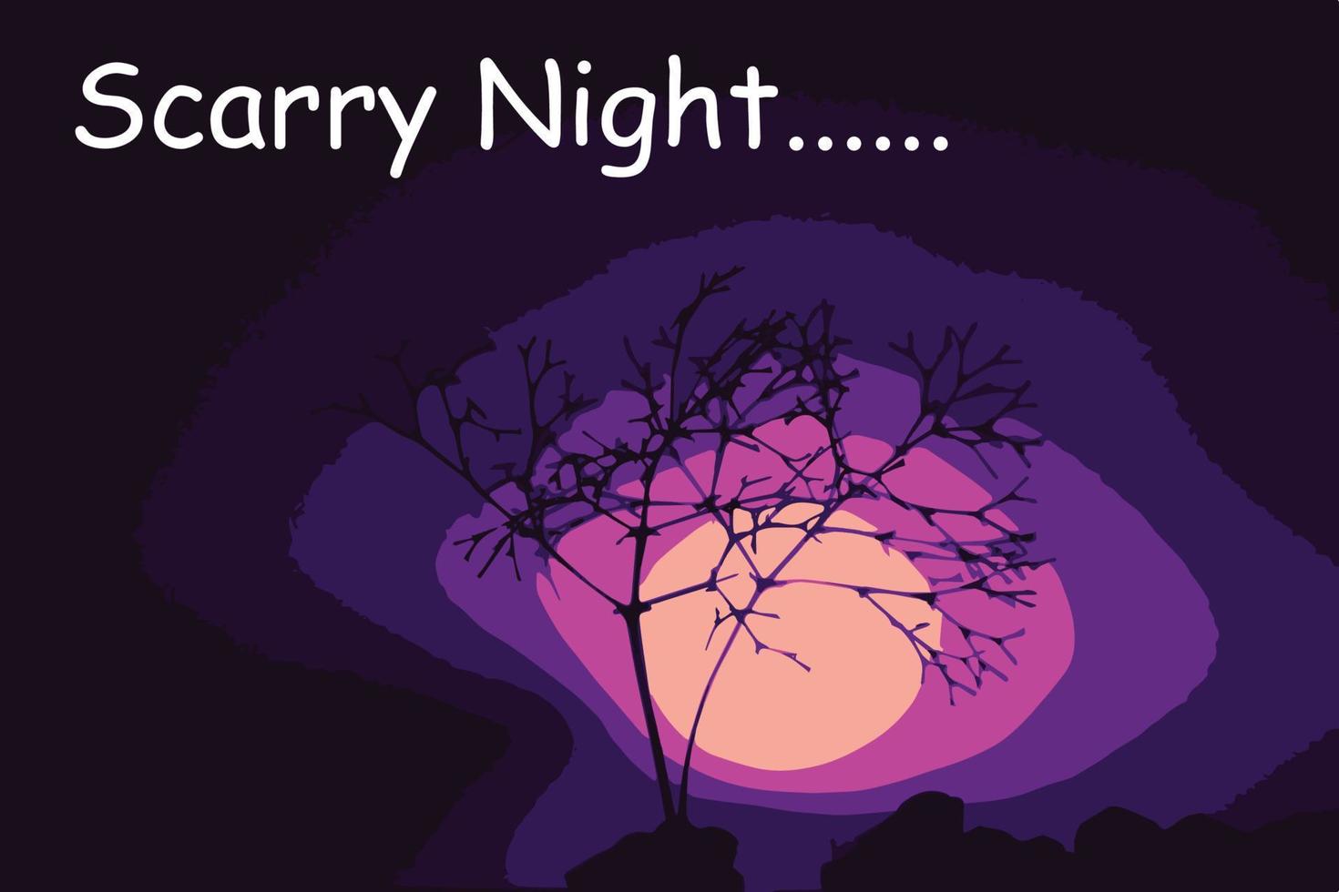Scary Nigh, Scary tree illustration, scary purple theme night vector