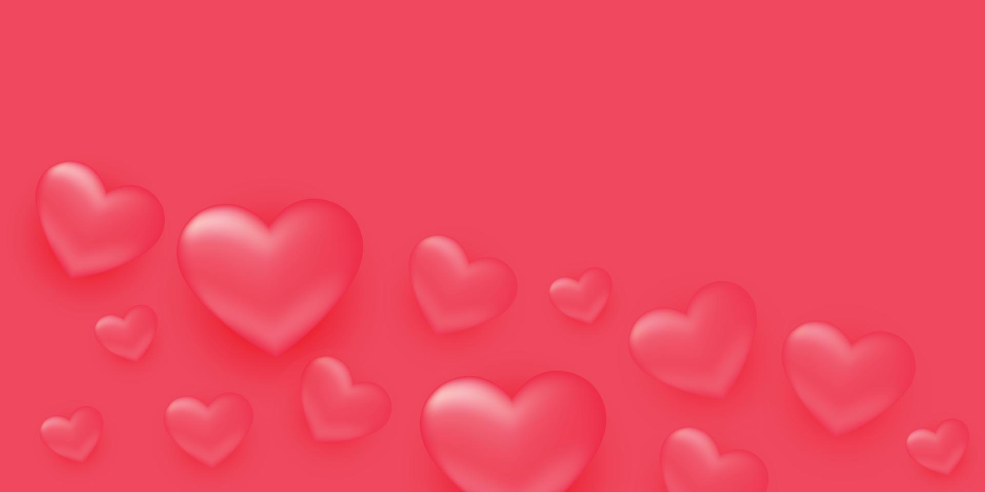 Romantic heats shape 3D minimal free vector banner and background