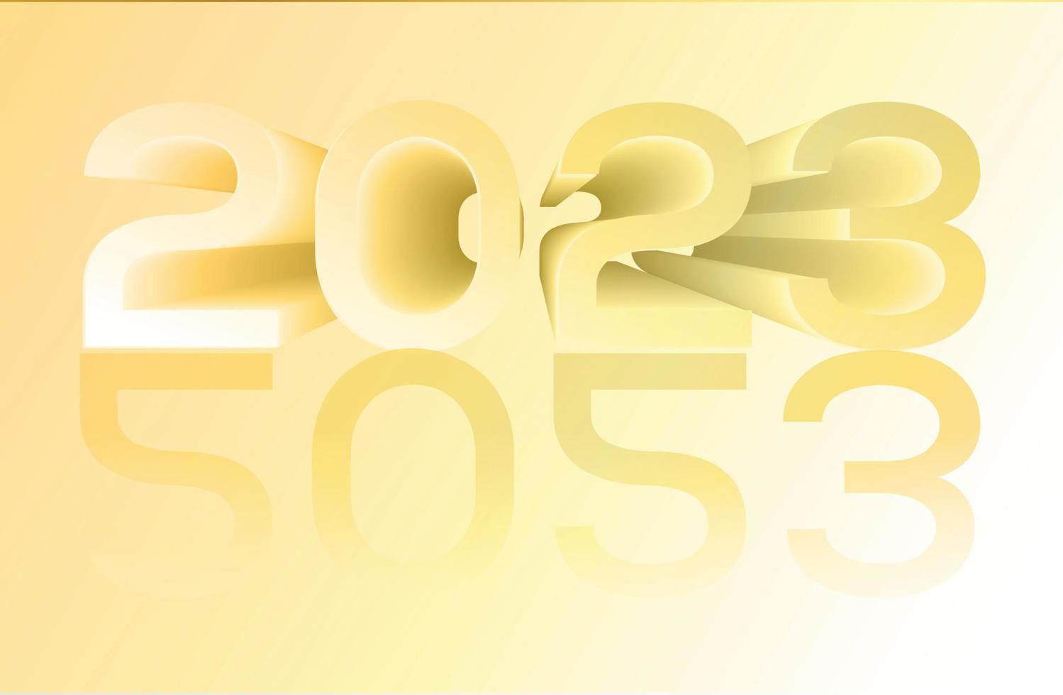 Golden Happy New year 2023 reflection effect vector