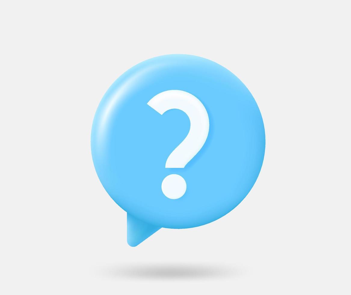 Blue speech cloud with question sign. 3d vector isolated illustration