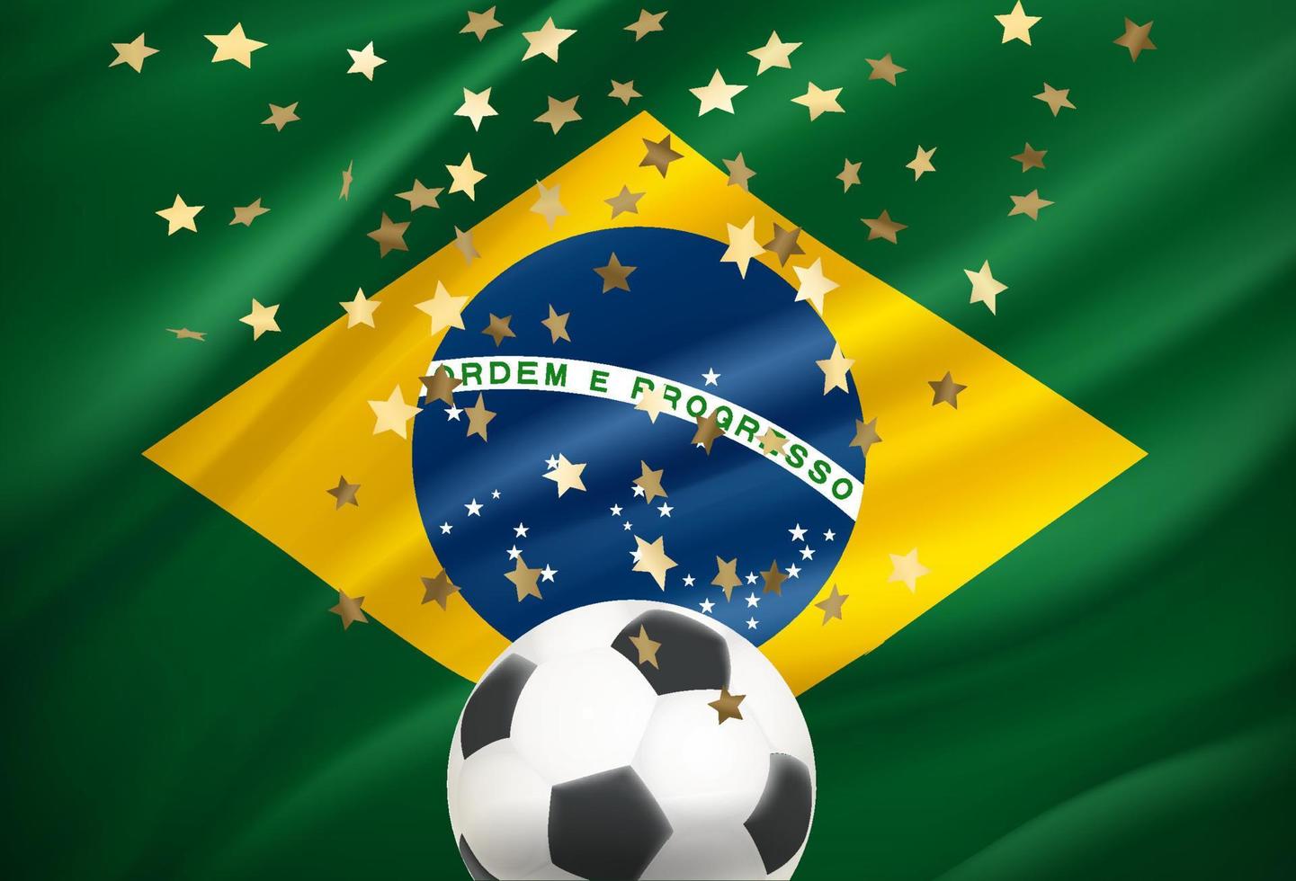 Brasil es el ganador del juego. balón de fútbol con premio dorado y bandera nacional. ilustración vectorial 3d vector