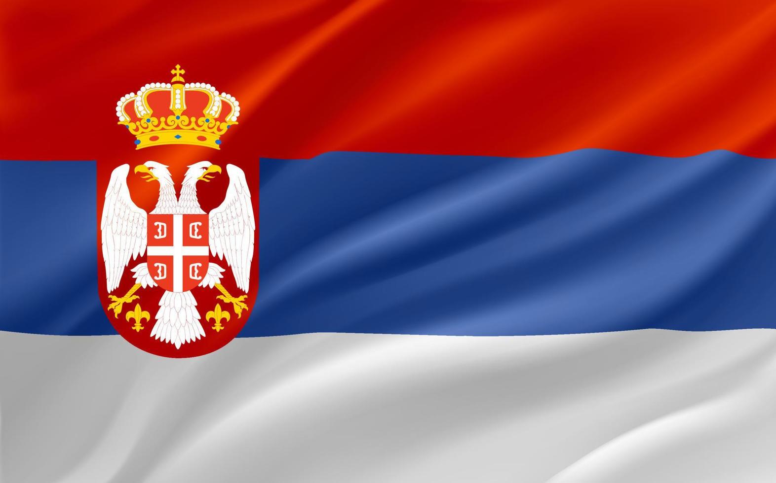 Waving flag of Serbia. 3d vector banner