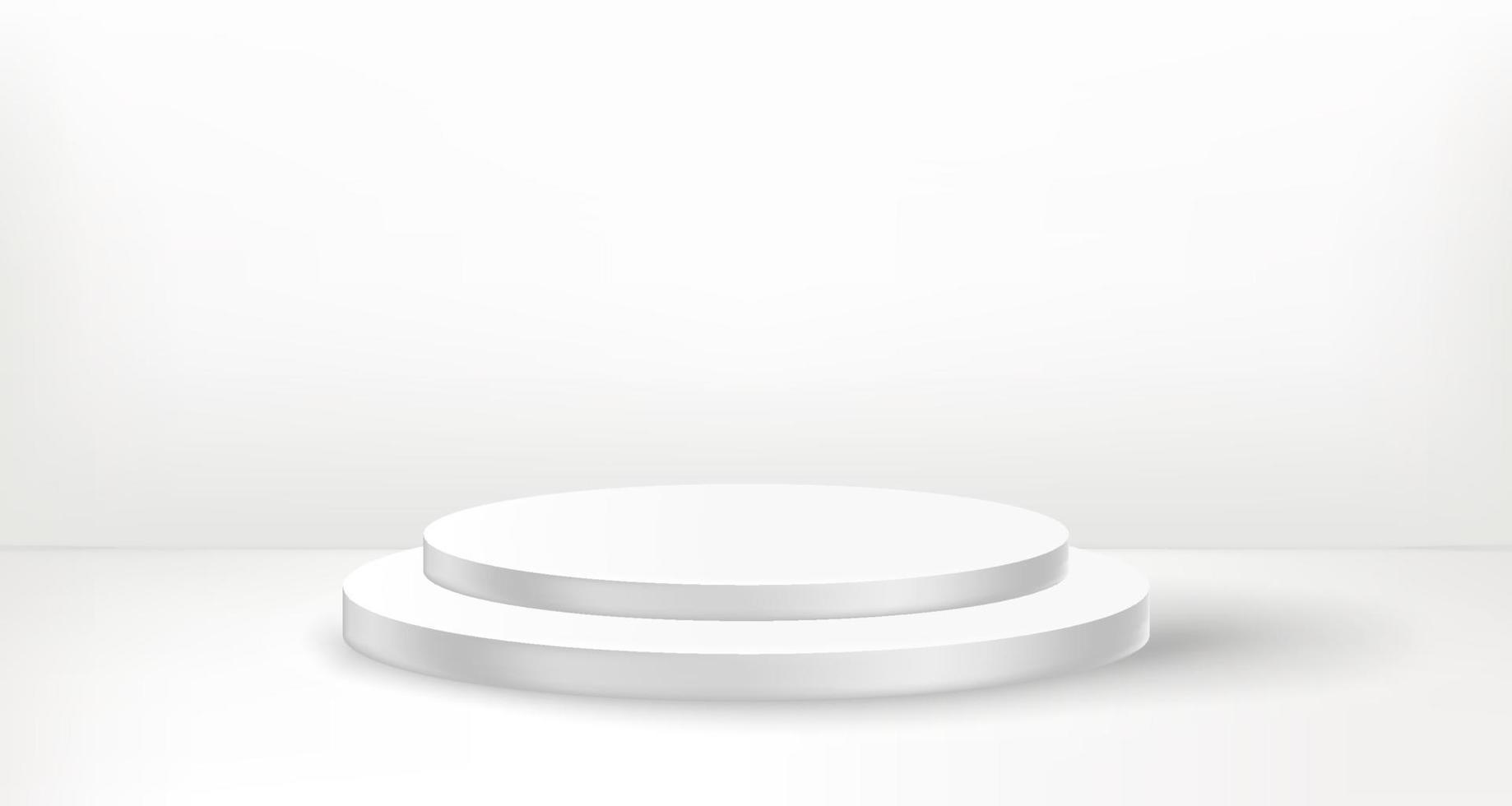 White empty stage with round showcase. 3d vector illustration