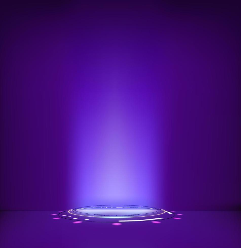 Futuristic neon glowing portal. 3d style vector vertical illustration