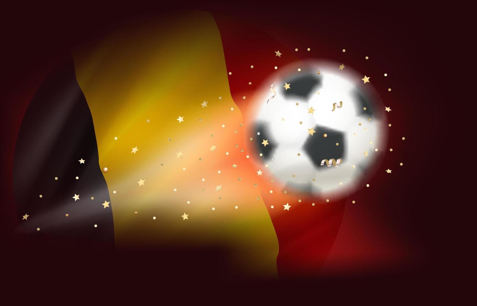 pelota de fútbol voladora con bandera de Bélgica. ilustración vectorial 3d vector