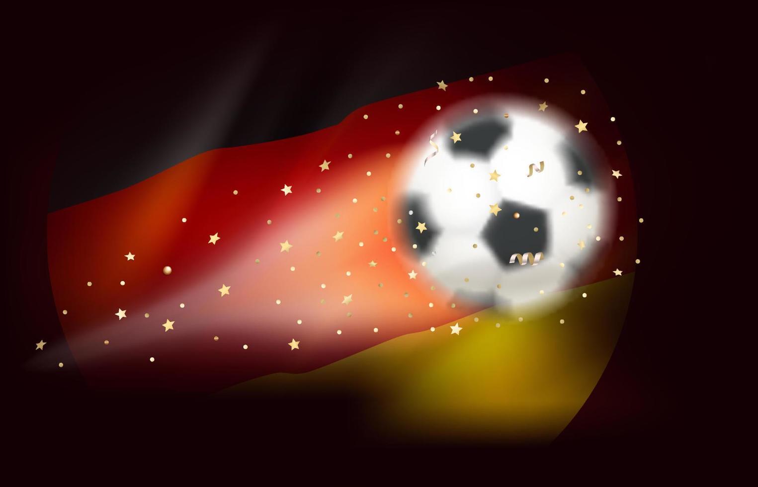 Flying soccer ball with flag of Germany. 3d vector illustration