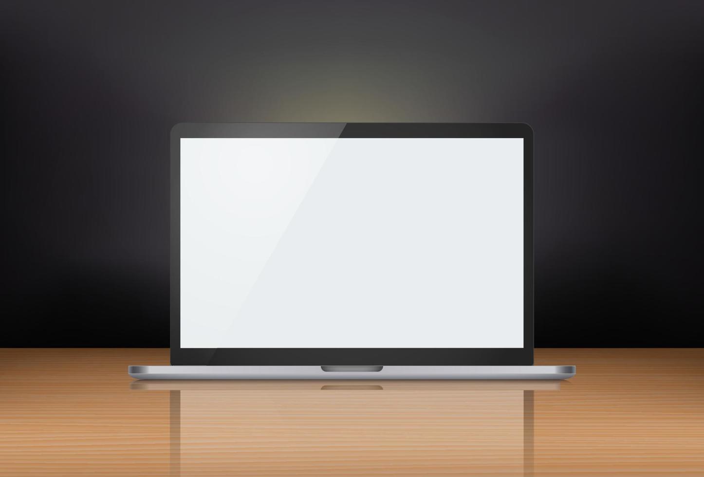computadora personal con pantalla en blanco y reflejo. maqueta vectorial 3d vector