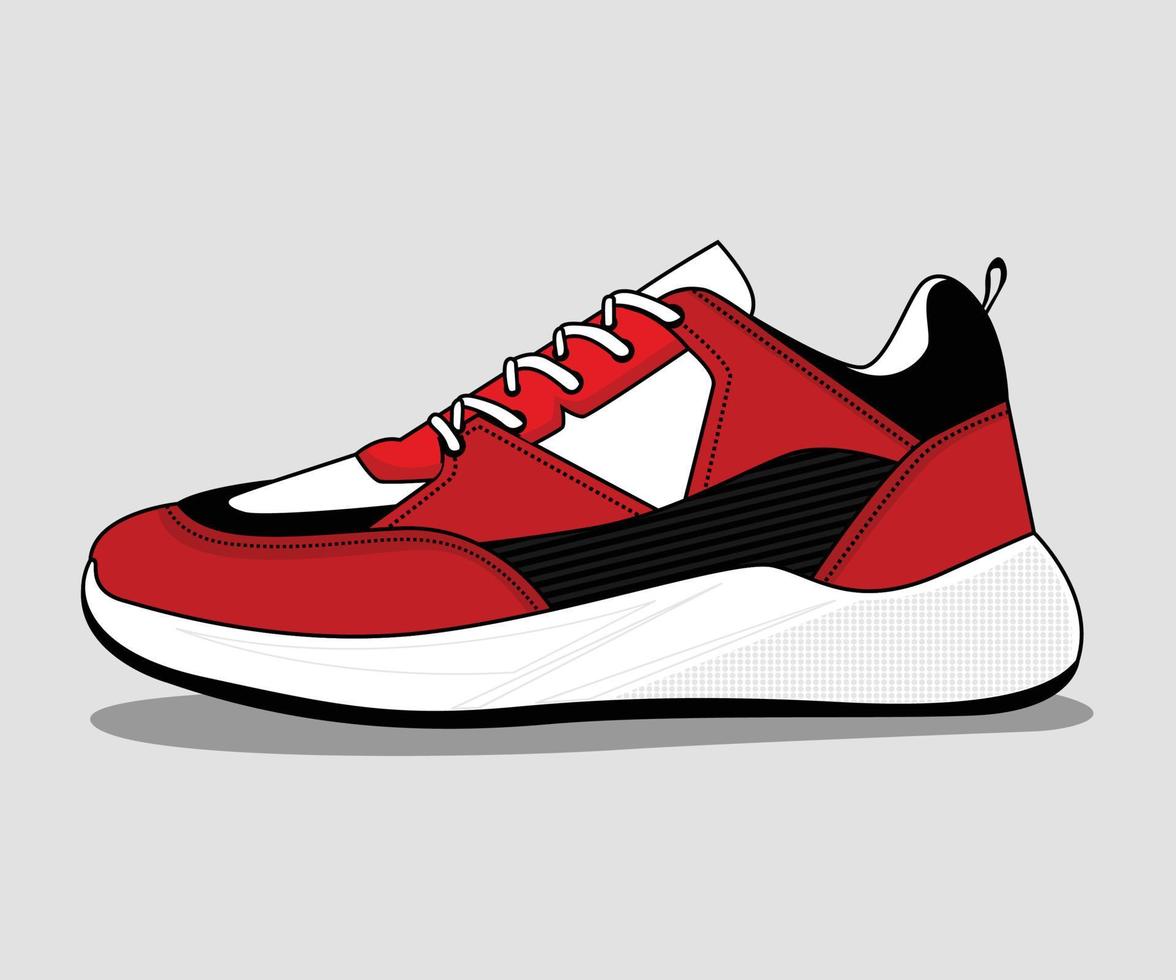 zapatilla de deporte concepto. diseño plano. ilustración vectorial zapatillas de deporte en estilo plano. vista lateral de las zapatillas de deporte. zapatillas de deporte de moda. vector