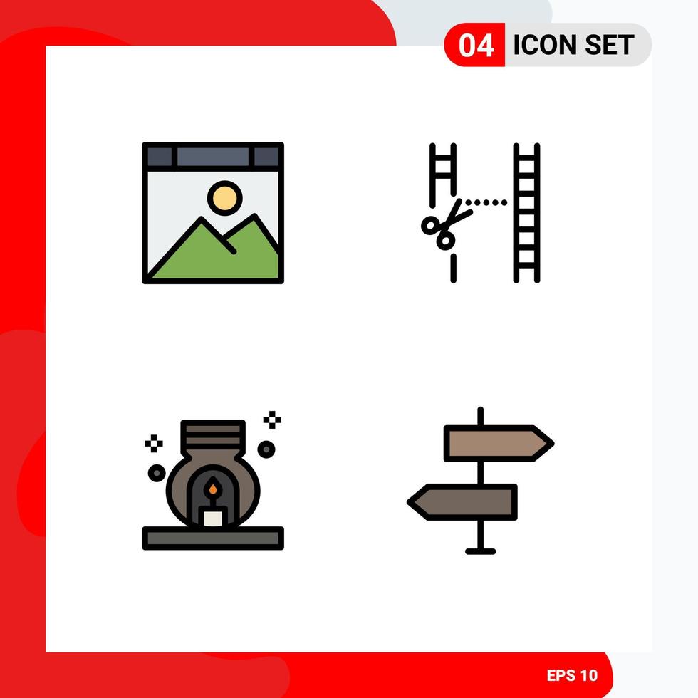 Set of 4 Modern UI Icons Symbols Signs for app relax website cutting spa Editable Vector Design Elements