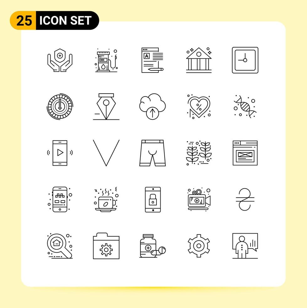 25 Line concept for Websites Mobile and Apps date finance document business report Editable Vector Design Elements
