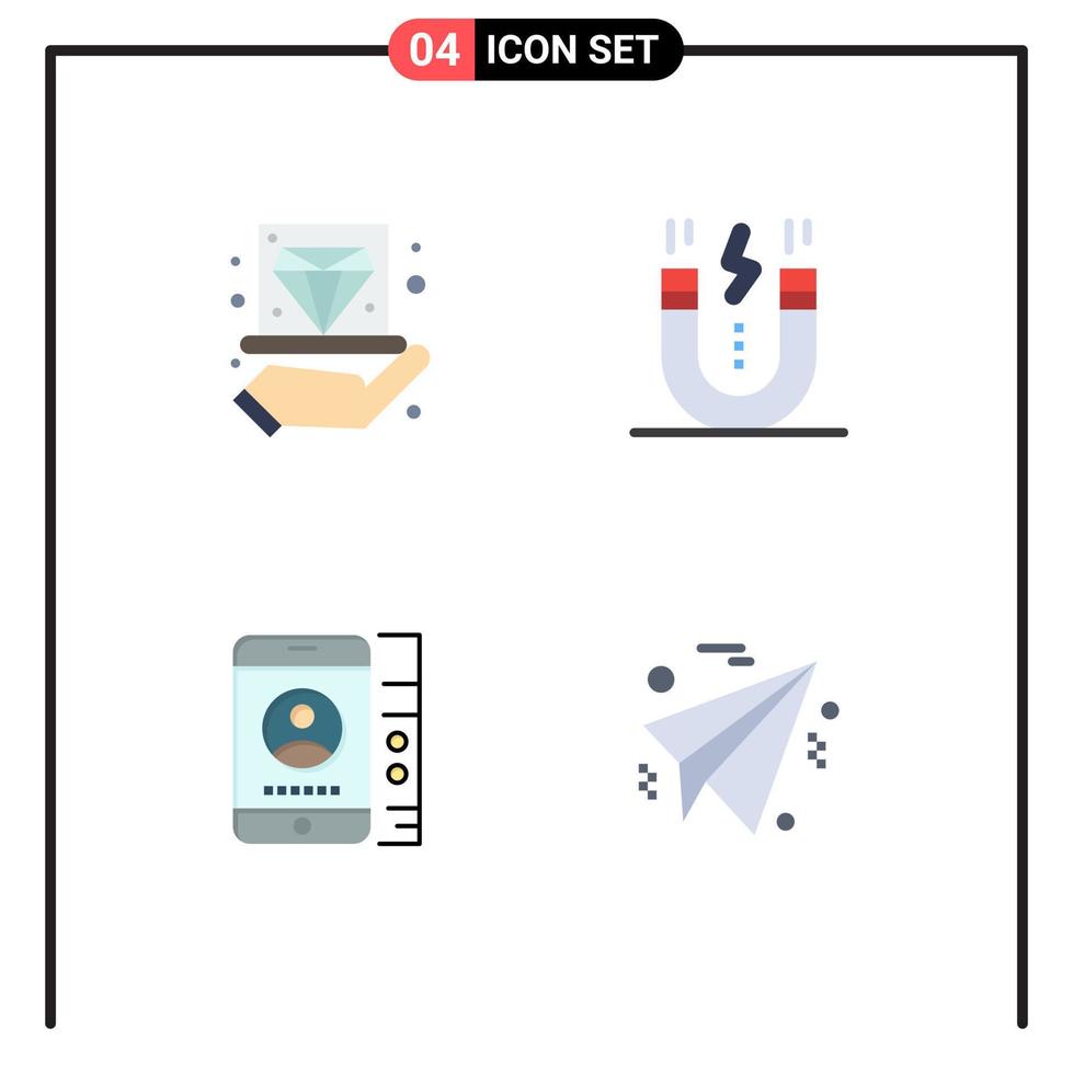 4 Flat Icon concept for Websites Mobile and Apps business snap hold design cell Editable Vector Design Elements